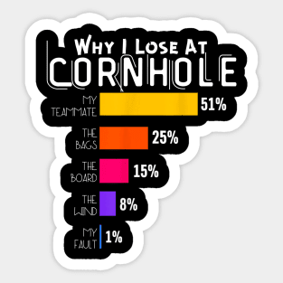 Why I Lose At Cornhole, Funny Cornhole Player Sticker